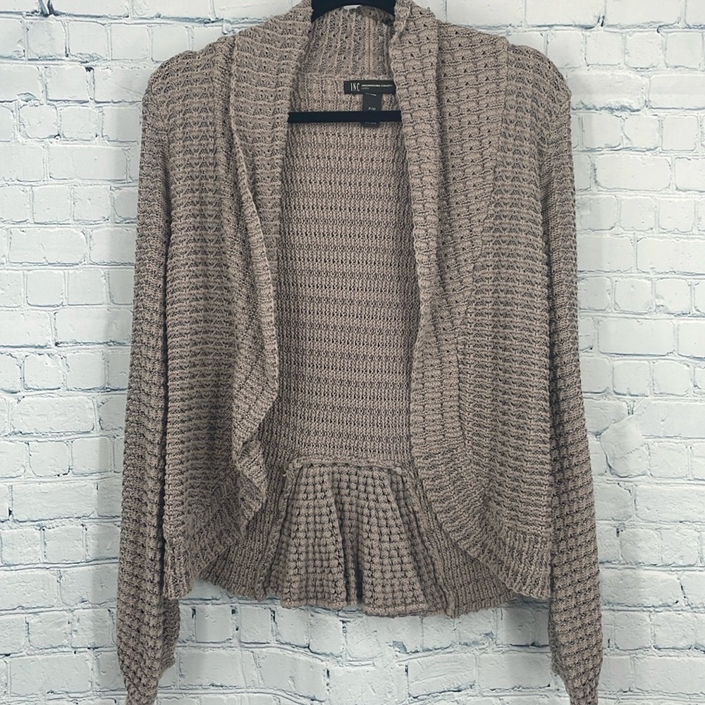 INC International Concepts PM Petite Medium Thick Brown Beige Sweater